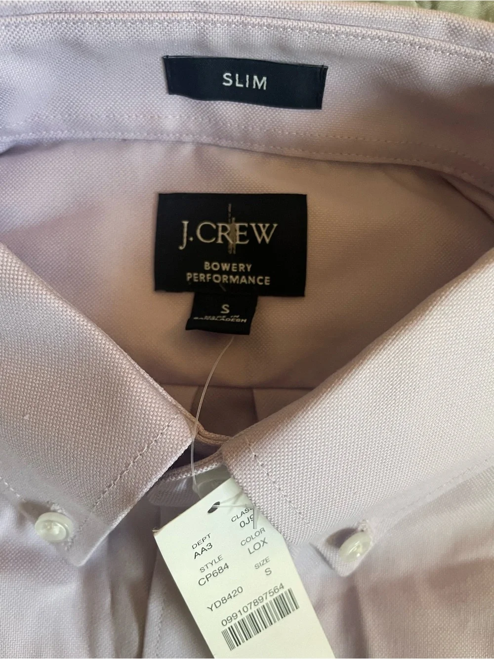J. CREW Bowery Slim performance stretch oxford shirt in Lilac Size S NWT CP684